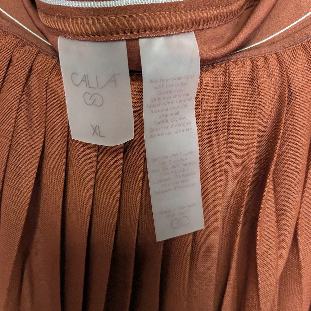 CALIA by Carrie Underwood Nwt Pleated Mesh Highrise Tennis Skort Rust XL - Picture 5 of 8